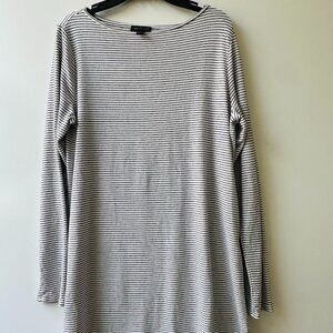 J.Jill Top Womens White Black Stripe Tunic Long Sleeve Wearever Collection Sz S
